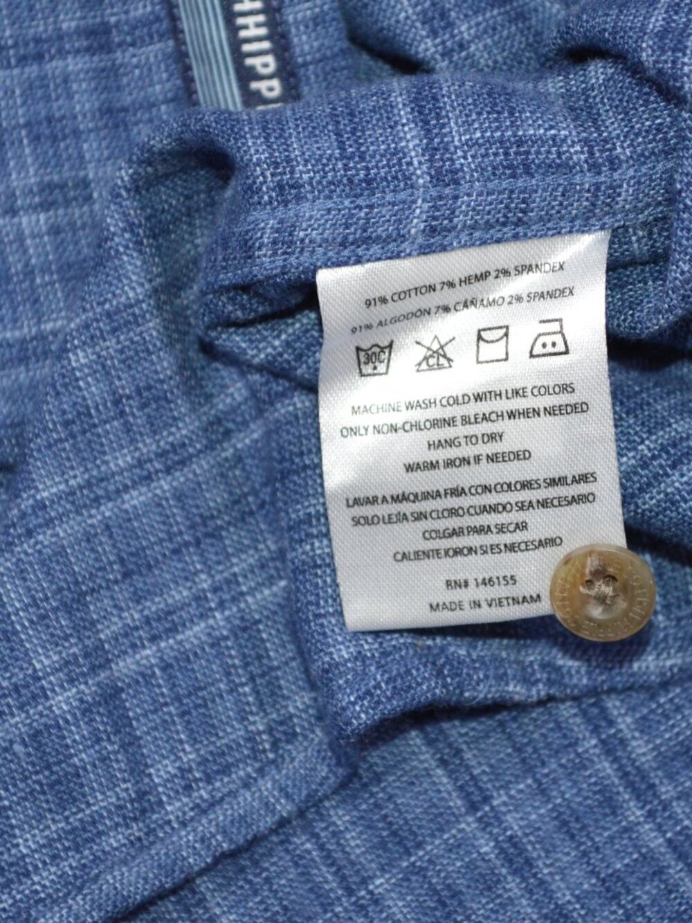 Fish Hippie Rumfront Collection Blue Plaid Hemp Blend Button Up Shirt XXL - Picture 8 of 12
